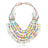 Bohemia Crystal Teardrop Water Drop Multilayer Pendant Statement Necklace