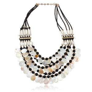 Bohemia Crystal Teardrop Water Drop Multilayer Pendant Statement Necklace