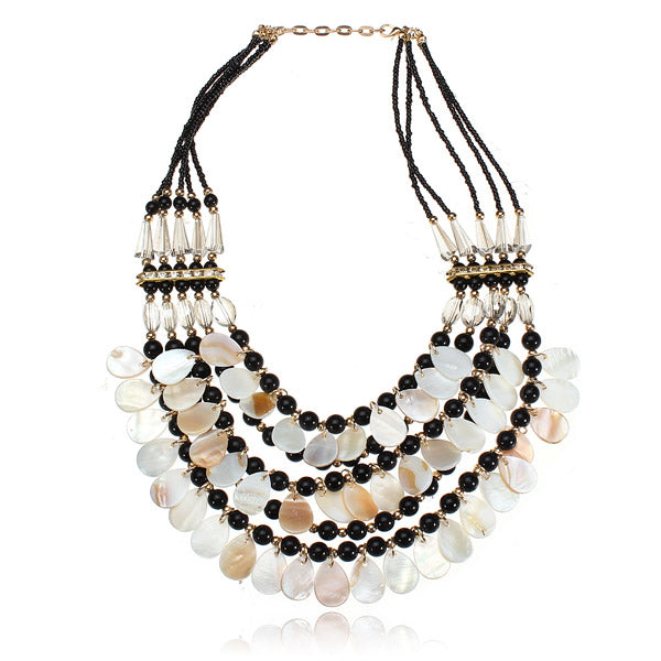 Bohemia Crystal Teardrop Water Drop Multilayer Pendant Statement Necklace