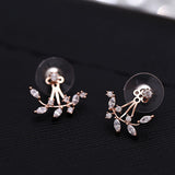 925 Silver Needle Leaves Cubic Zircon Crystal Stud Earrings For Women