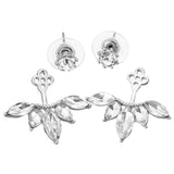 Elegant Silver Gold Plated Zircon Leaf Ear Stud Earrings For Women