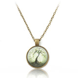 Tree Glass Cabochon Necklace Bronze Chain Pendant Necklace