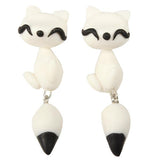 Cute Handmade Flower Fox Cat Panda Monkey Stud Earrings For Women