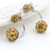 Silver Plated Double Side Earrings Crystal Ball Ear Stud