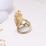 Gold Plated Women Jewelry Flower Cute Cat Pearl Nail Ring