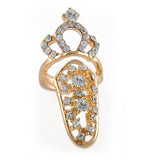 Silver Gold Sweet Bowknot Crown Rhinestone Pearl Nail Ring