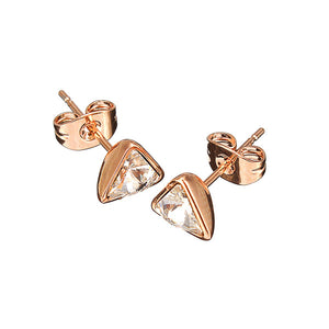 Cute Inlay Zircon Crystal Triangle Ear Stud Earrings Women Jewelry