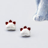 Women Cute 925 Sterling Silver Cat Claws Stud Earrings Gift