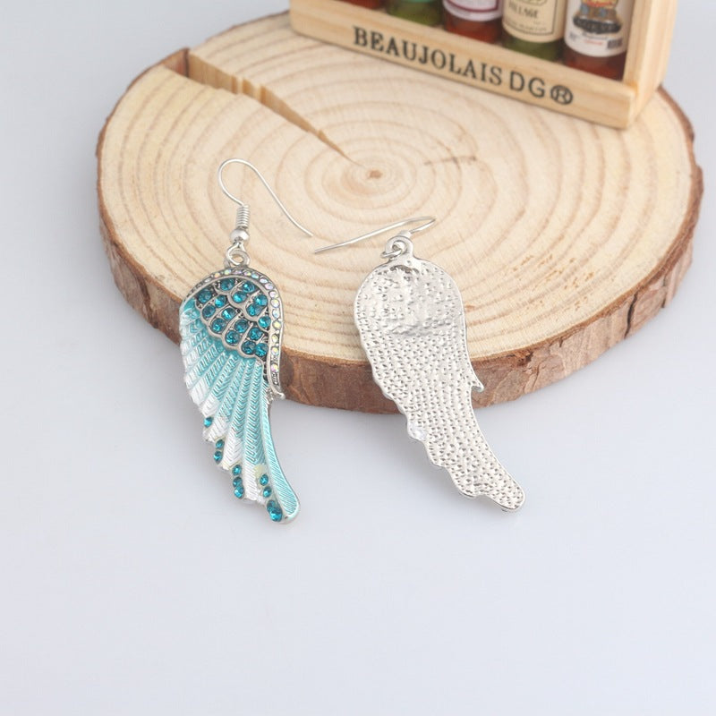 Cute Women's Earrings Angel Wings Rhinestone Alloy Earrings