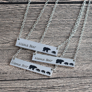 Creative Letters Engraved Mama Bear Pendant Necklace Cute