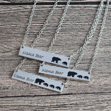 Creative Letters Engraved Mama Bear Pendant Necklace Cute