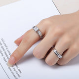 2 Pcs/set Classic Cubic Zirconia Womens Ring Bridal Wedding Platinum Band Finger Rings for Women