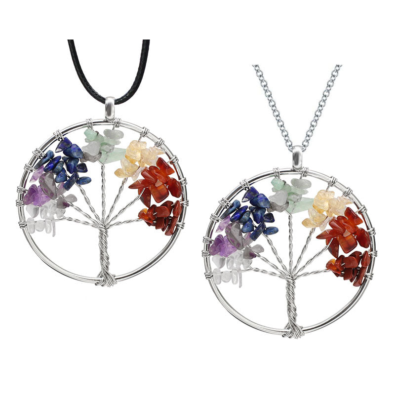 Trendy Multicolor Tree of Life Pendant Necklace Christmas Gift for Women