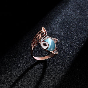 Cute Fox Opal Finger Ring Enamel Zircon Stylish Fashion Jewelry for Women