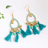 Bohemian Alloy Beads Drop Tassel Women Earrings