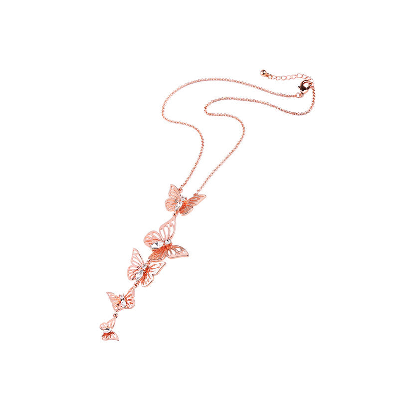 Sweet Butterfly Pendant Necklace Crystal Clothing Accessorie