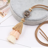 Gradient Colorful Tassels Pendant Ethnic Fashion Necklace for Women