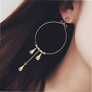 24K Gold Modern Style Water Drops Tassels Exaggerated Earrings For Women