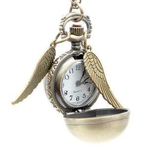 Golden Wings Snitch Quartz Pocket Watch Necklace