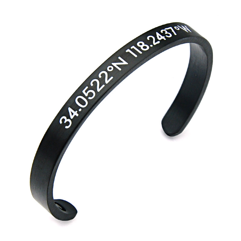 Unisex Engraved Degree of Longitude Latitude Bracelet