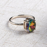 Simple Adjustable Crystal Open Ring Colorful Gemstone Gold