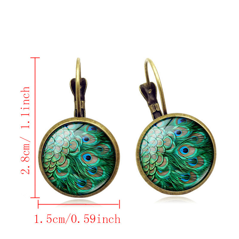 Vintage Peacock Feathers Pattern Earrings