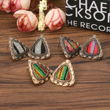 Retro Ethnic Colorful Cloth Triangle Alloy Ear Stud Women Earrings