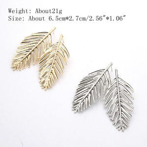 Trendy Ear Drop Leaves Silver Gold Earrings Statement