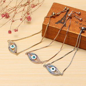 Trendy New Evil Eye Shape Adjustable Metal Zircon Bracelet Unisex Jewelry