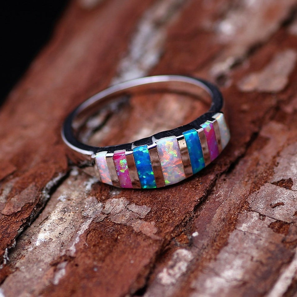 Unisex Trendy Colorful Opal Casual Rings Wedding Jewerly