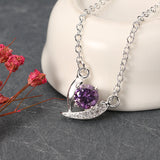 YUEYIN Sweet Heart Shaped Zircon Silver Necklace for Women