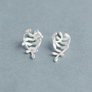 Fashion 925 Sterling Silver Wrap Leaf Cartilage Earrings