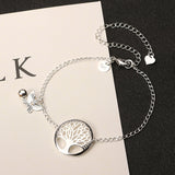 Trendy Silver Plated Chain Tree of Life Insect Pendant Anklet for Women