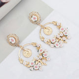 Vintage Flower Exaggerated Ear Drop Women Earrings 