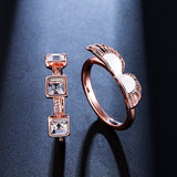 4pcs Rose Gold Zircon Ring Set Twist Line Enamel Wings Fashion Accessories Jewelry Wholesale