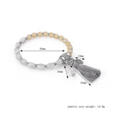 Trendy Women's Beaded Tassel Bracelet Love Charm