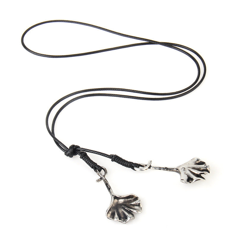 Unisex Ethnic Apricot Leaves Pendant Handmade Long Necklaces