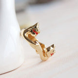 Cute Cat Dog Animal Lovers Bow Tie Couple Ring