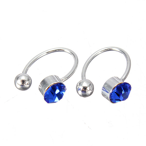 2Pcs No Piercing Crystal Rhinestone Nose Cuff Clip Earrings