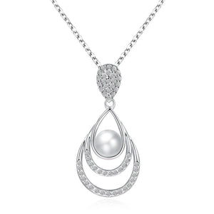 Sweet Pearl Rhinestone Water Drop Necklace Gift For Women 