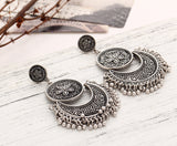 Vintage Ethnic Tassel Flower Moon Drop Dangle Women Earrings