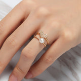 Fashion Open End Ring 18K Gold Plated Zirconia