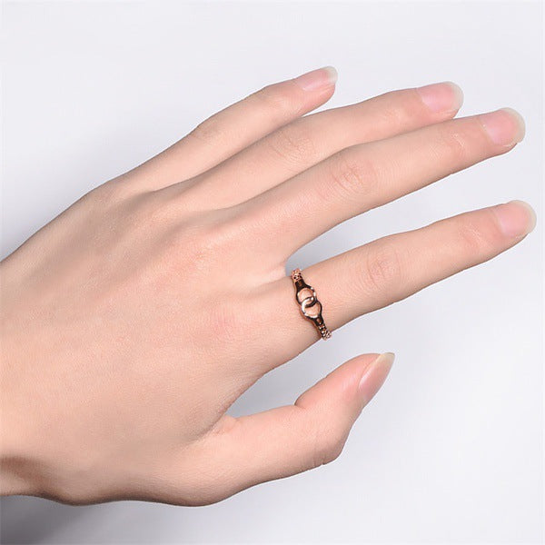 Creative Handcuffs Linkded Rose Gold Finger Rings Simple