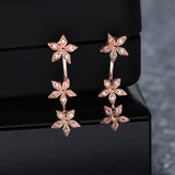 925 Sterling Silver Flower Earrings Dazzling Zirconia