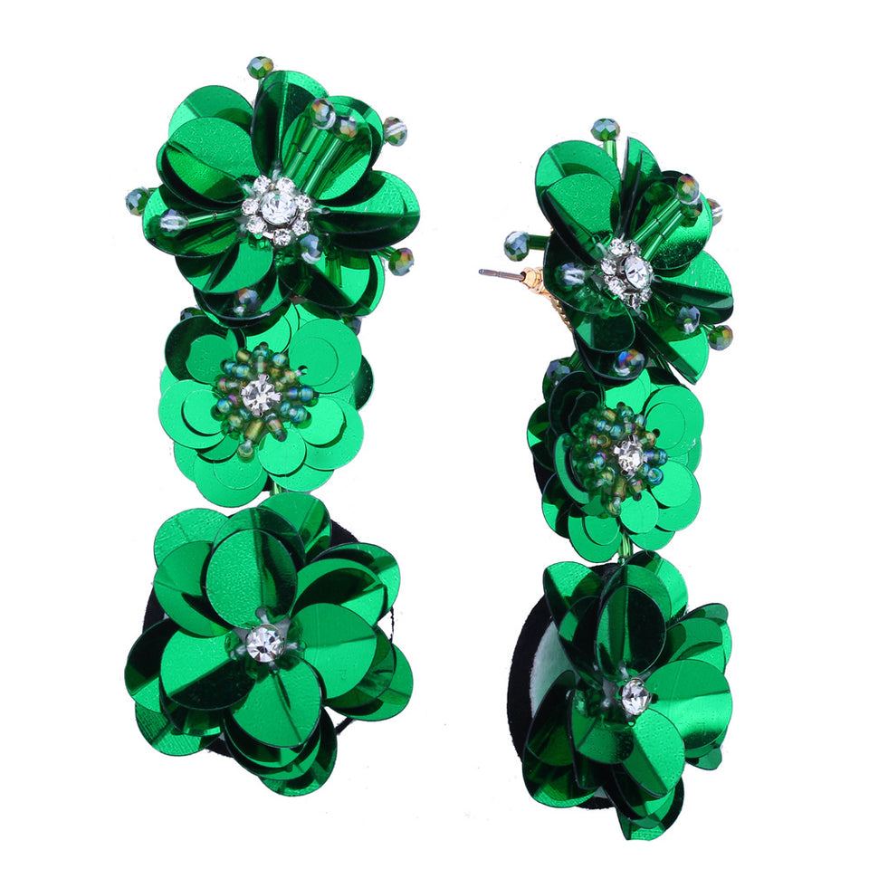 Trendy Hand-made Sequins Three-dimensional Flowers Earrings