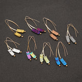 Trendy Stylish Natural Ore Multicolor Texture Arrowhead Earring Jewelry for Women