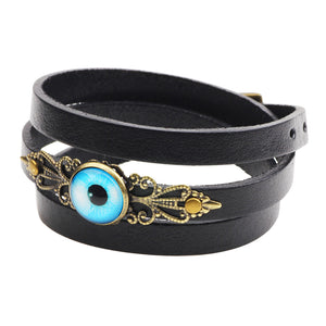 Unisex Genuine Leather 3 Layers Eye Map Adjustable Bracelet