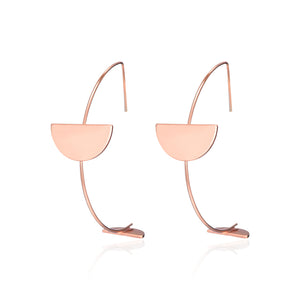 Fashion Simple Style Rose Gold Plated Arc Line Semicircle Charm Earrings Jewelry for Women