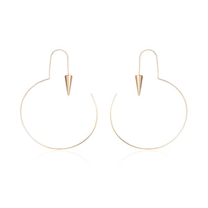 Punk 18K Gold Plated Cone Charm Piercing Hoop Earrings Jewelry for Women Best Gift