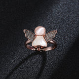 Sweet Angel Opal Ring Clothing Accessories Rose Gold Plated Anallergic Jewelry for Women